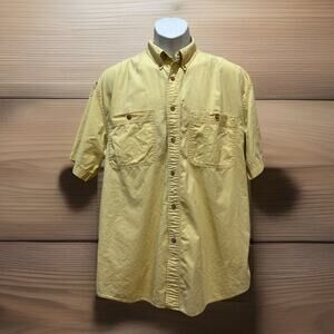 Vtg Adirondack Shirt Men's L Yellow Short Sleeve Button Whitewater Wash